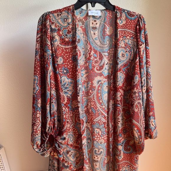 Adrienne Maxi Boho Paisley Open Kimono Coverup Cardigan - Picture 2 of 7